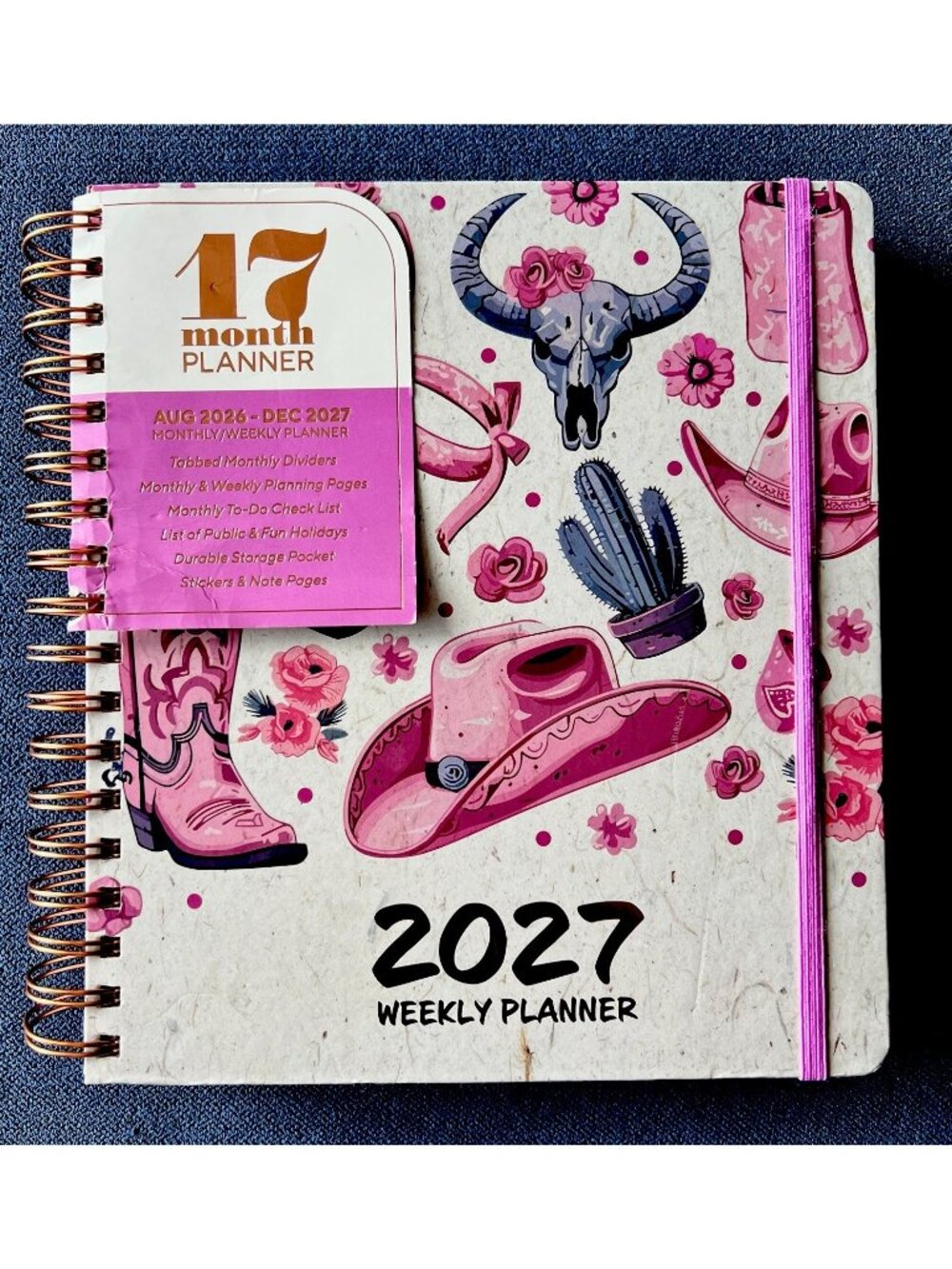 PINK COWGIRL 17 Month 2026-2027 Planner Month Day Week Organizer Planning Note